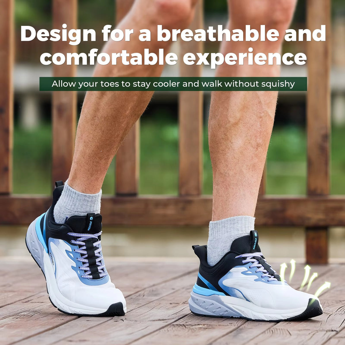 Men’s Wide Toe Walking Shoes – Breathable Cushioned Sneakers with Arch Support
