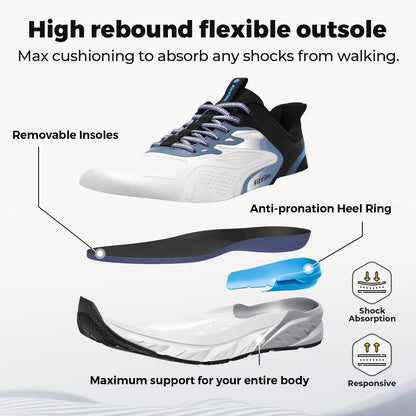 Men’s Wide Toe Walking Shoes – Breathable Cushioned Sneakers with Arch Support