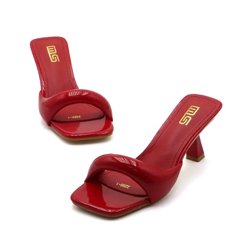 Women's Square-Toe Thin-Heel Slip-On Sandals