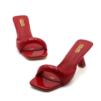 Women's Square-Toe Thin-Heel Slip-On Sandals