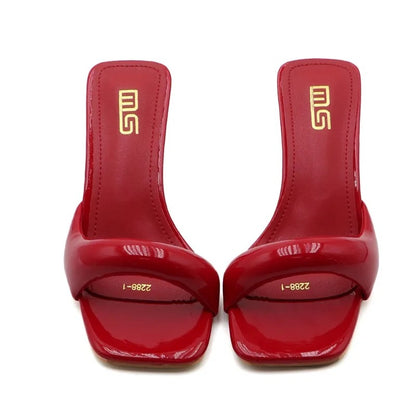 Women's Square-Toe Thin-Heel Slip-On Sandals