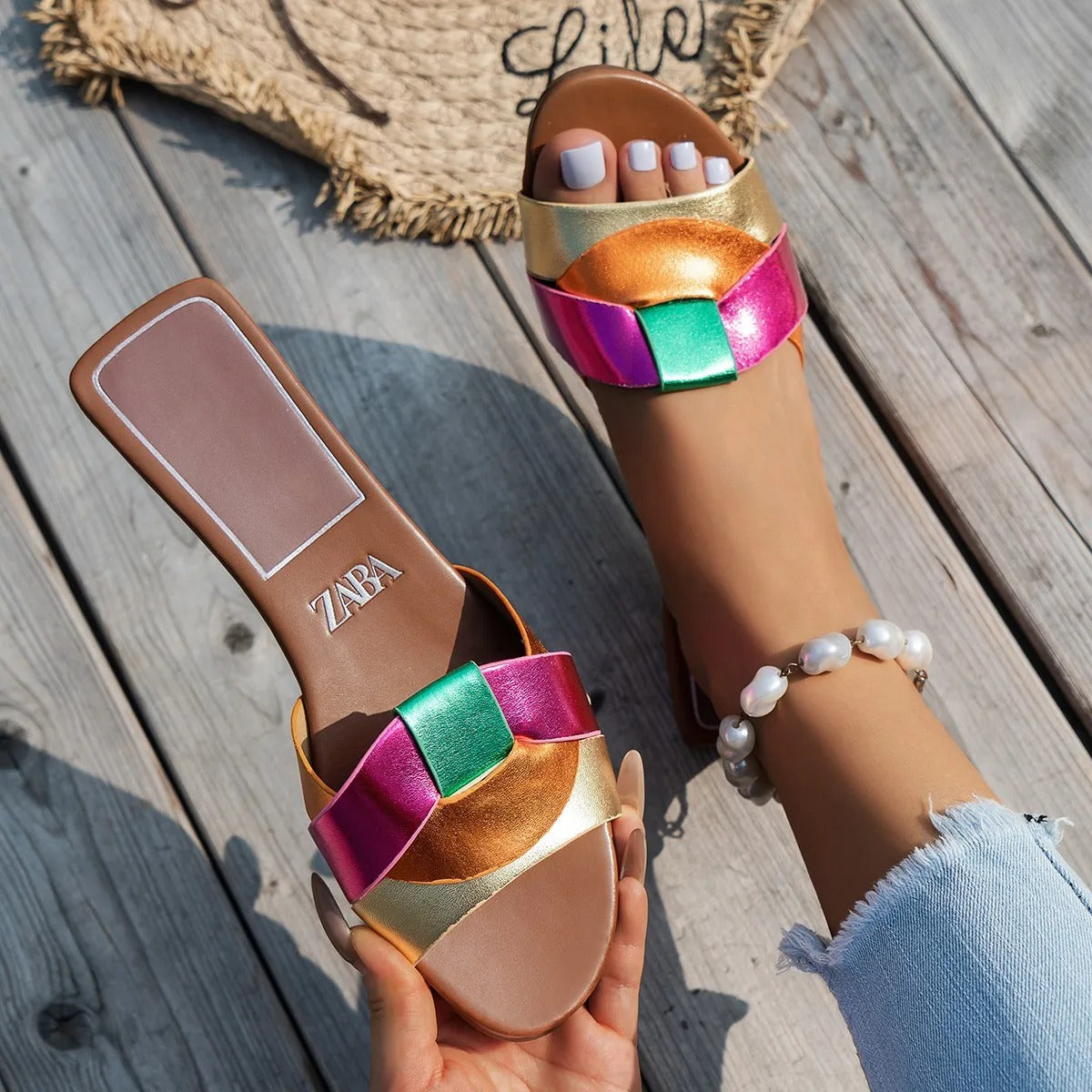 Women's T-Strap Flat Summer Slippers