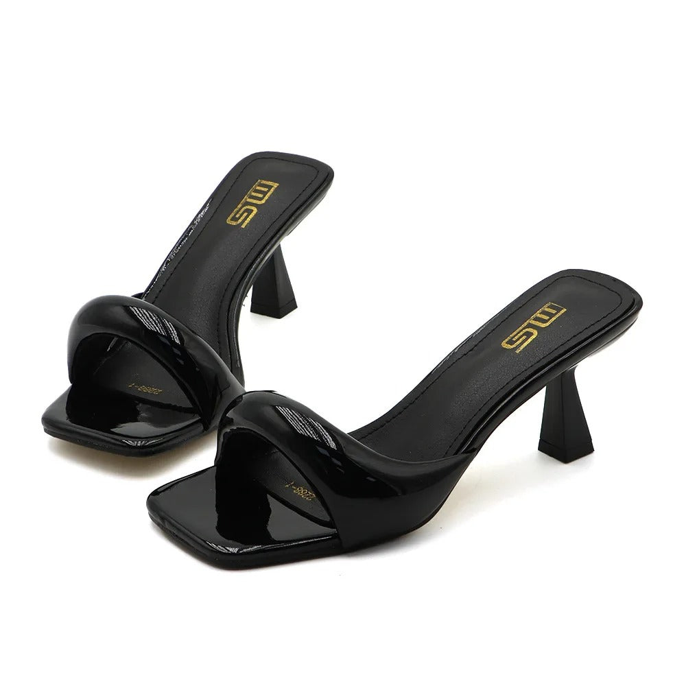 Women's Square-Toe Thin-Heel Slip-On Sandals