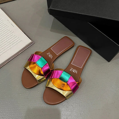Women's T-Strap Flat Summer Slippers